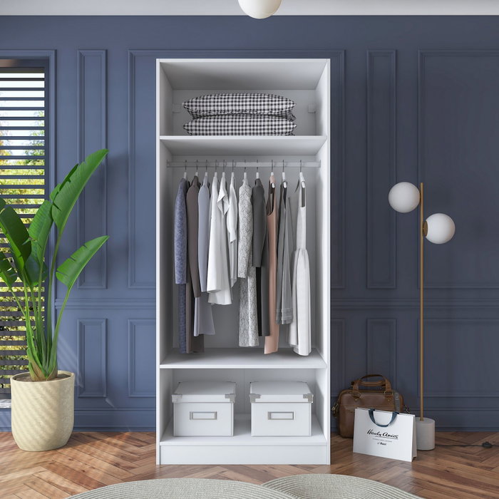 Hanah Home Armario Blanco con Puertas Recubiertas de Membrana Hanah Home Armario Blanco con Puertas Recubiertas de Membrana